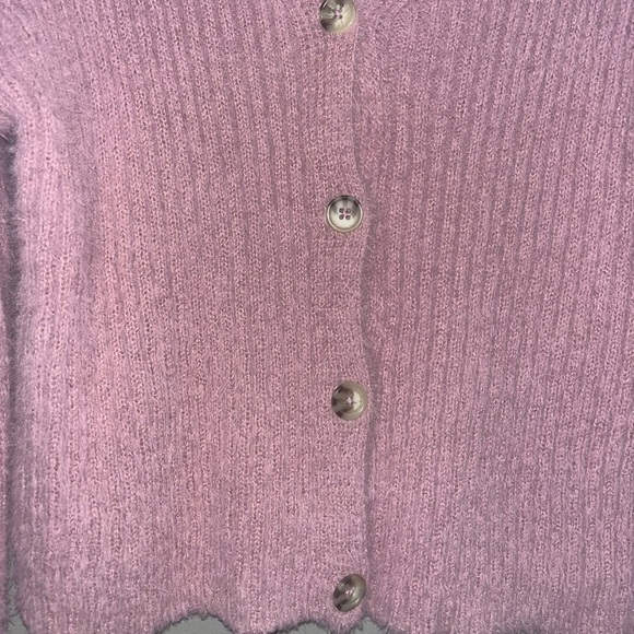 Fuzzy pink button up sweater - Picture 2 of 4